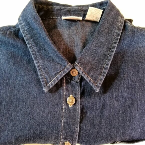 Vintage riveted by Lee women's soft denim short sleeve button down - Picture 2 of 12